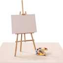 Drydiet 55x55 Inch Extra Large Craft & Painting Floor Mat - Waterproof Non-Slip PVC Art Rug, Floor Protector for Easel Painting Pottery Messy Projects, Washable Roll-up Spill Mat(Apricot, Plain)