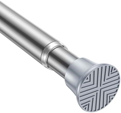 AIZESI Silver Tension Curtain Rod 18-36 inch, 1Pcs Adjustable, Stainless Steel, No Drilling, Non-Slip, Wide Use, Easy Installation
