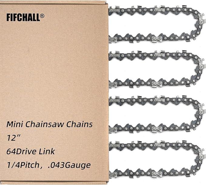 4 Pack 12 Inch Chainsaw Chain 1/4"LP Pitch .043" Gauge 64 Drive Links, Replacement Pole Saw Chain 12-inch Chainsaw Chains Fits for Stihl MSA120 C-B MSA140 C-B and More