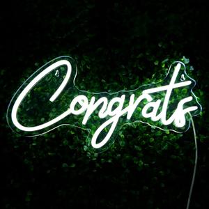 IMEGINA White Congrats Neon Sign - Dimmable LED Neon Sign for Wall Decor 17.7x9 Inch, 2025 Congratulations Graduation Decoration Neon Lights for Party, Wedding, Banner