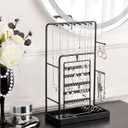 ProCase Jewelry Stand Holder Organizer, Jewelry Display Storage with Ring Tray, Rotating Earring Bracelet Necklace Holder, Valentine's Gifts Room Dorm Decor for Teen Girls -Black (No-Assembly)