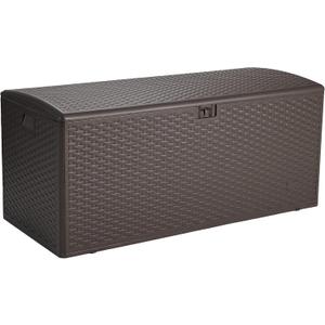 Amazon Basics Outdoor Patio Storage Box 150 Gallon Deck Box, Waterproof and Weather-resistant, Furniture Cushions Garden Tools, Brown