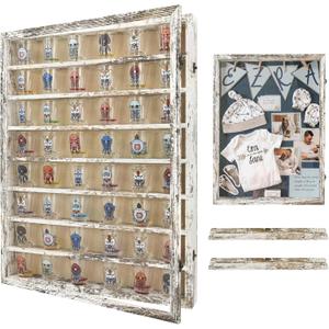 Shadow Box Frame Display Case 18x24 with Removable Shelves, Deep Memory Box Trinket Knick Knack Shelf Cabinet for Collector, Keepsake Coins Military Medals Wedding Flowers White