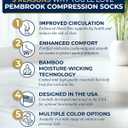 Pembrook Bamboo Viscose Light Compression Socks - 3 Pairs | 8-15 mmHg Compression Socks | Knee High Comfort Support Socks, Medium 