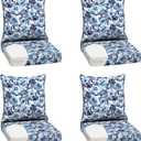 Arden Outdoor Foam Deep Seat Cushion Set (4-Pack), 24x24, Premium High-Density Foam, Never Flattens, Weather-Proof for Patio Chair Sofa Couch, Blue Garden Floral