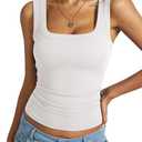 EasyGala Womens Cotton Ribbed Square Neck Tank Tops Basic Backless Sleeveless Summer Cami Shirts 2025, M