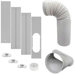 GOZFLVT Portable AC Window Vent Kit with 5inch Hose 6pcs Window Seal Kit for Portable Air Conditioner, Adjustable Sliding Window Kit Plate for AC Unit AC Window Seal Suitable for 5”/13 CM