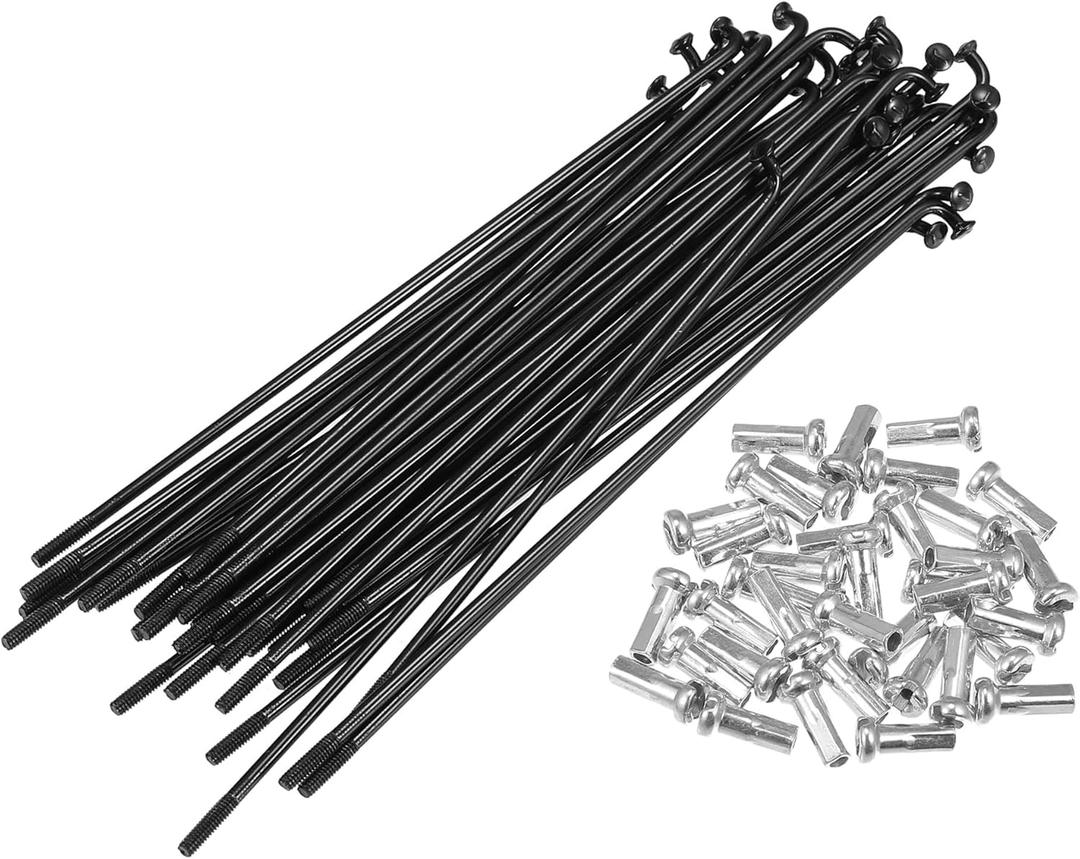X AUTOHAUX 36pcs 14G J Bend Bicycle Steel Spokes Cycle Spokes with Brass Nipples for Mountain Bike MTB (119MM)