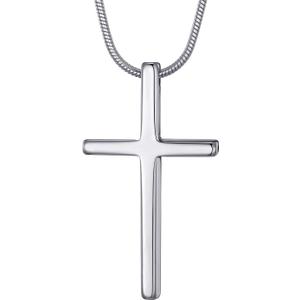 MOO&LEE Tungsten Carbide Simple Cross Necklace for Men and Women, Unisex Pendant with Stainless Steel Snake Chain