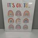 It Is Okay To Inspirational Hanging Wood Signs,Boho Rainbow Wall Decor,Motivational Quote Wood Plaque Sign,Inspirational Wall Decor for Nursery,Mental Health Door Sign for Playroom Classroom Bedroom, 13*11