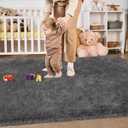 Merelax Area Rugs 9x12 Living Room, Large Grey Bedroom Carpet, Big Shag Indoor Thick Soft Nursery Rug, Deep Gray Fluffy Carpets for Boy and Girls Room Dorm Home Decor Aesthetic