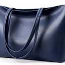 KALIDI Tote Bag Zipper Shoulder Bag Faux Leather Purses Satchel for Women Casual Handbag Work Dating College, Blue