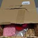 Valentines' Day Small Woven Gift Basket Empty Galentines with Gift Bags and Ribbons Raffia Cherry Pendant Storage Basket Decorative for Valentines Birthday Party Supplies 11.02'' x 11.02'' x 5.12''