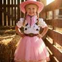 Gomukot Kids Cowgirl Costume for Girls Halloween Western Rodeo Dress Up,3-4T
