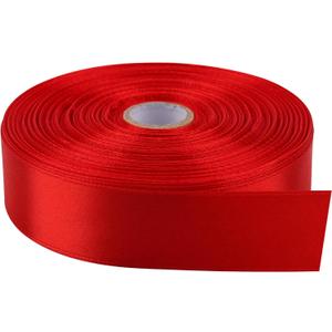 1 Inch x 50 Yards Polyester Ribbon - Red | Single-Faced Craft Ribbon for Bows, Gift Packaging, Scrapbooking