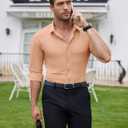 Lion Nardo Slim Fit Dress Shirts for Men Stretch Muscle Fit Long Sleeve Dress Shirts Wrinkle Free Formal Button Down Shirts (Orange, XXL)