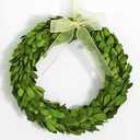 Boxwood Wreath 10" Mini Country Manor Wreath with Silk Ribbon Green Decor for Home, Farmhouse - All Seasons Wreath Christmas Wreath