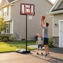 Lifetime NBA Portable Basketball Hoop, 44 Inch Shatterproof Fusion Backboard, Adjustable Height 7.5-10 Ft, Telescoping Adjust, Base with Wheels, Classic Rim