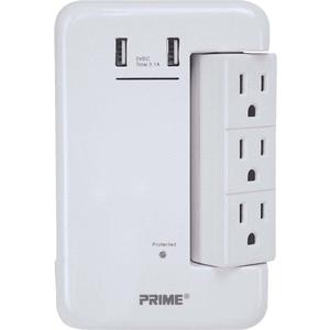 PRIME  WIRE 6 OUTLET 950 SURGE TAP W/USB