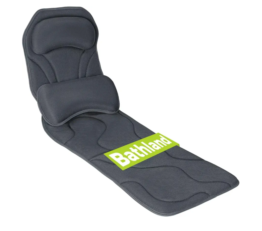 Full Body Bath Pillow for Tub - Extra Long & Thick Tub Pillow with Head, Back & Lumbar Support, 168 Non-Slip Suction Cups, Soft 5D Mesh Spa Cushion, Fits All Tubs-Gift for Soaking(Gray)