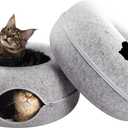 CATTASAURUS Peekaboo Cat Cave for Multiple & Large Cats Up to 30-45 Lbs, Scratch Detachable & Washable Tunnel Bed, Comfy Donut Cat Cave (Light Gray, Large)