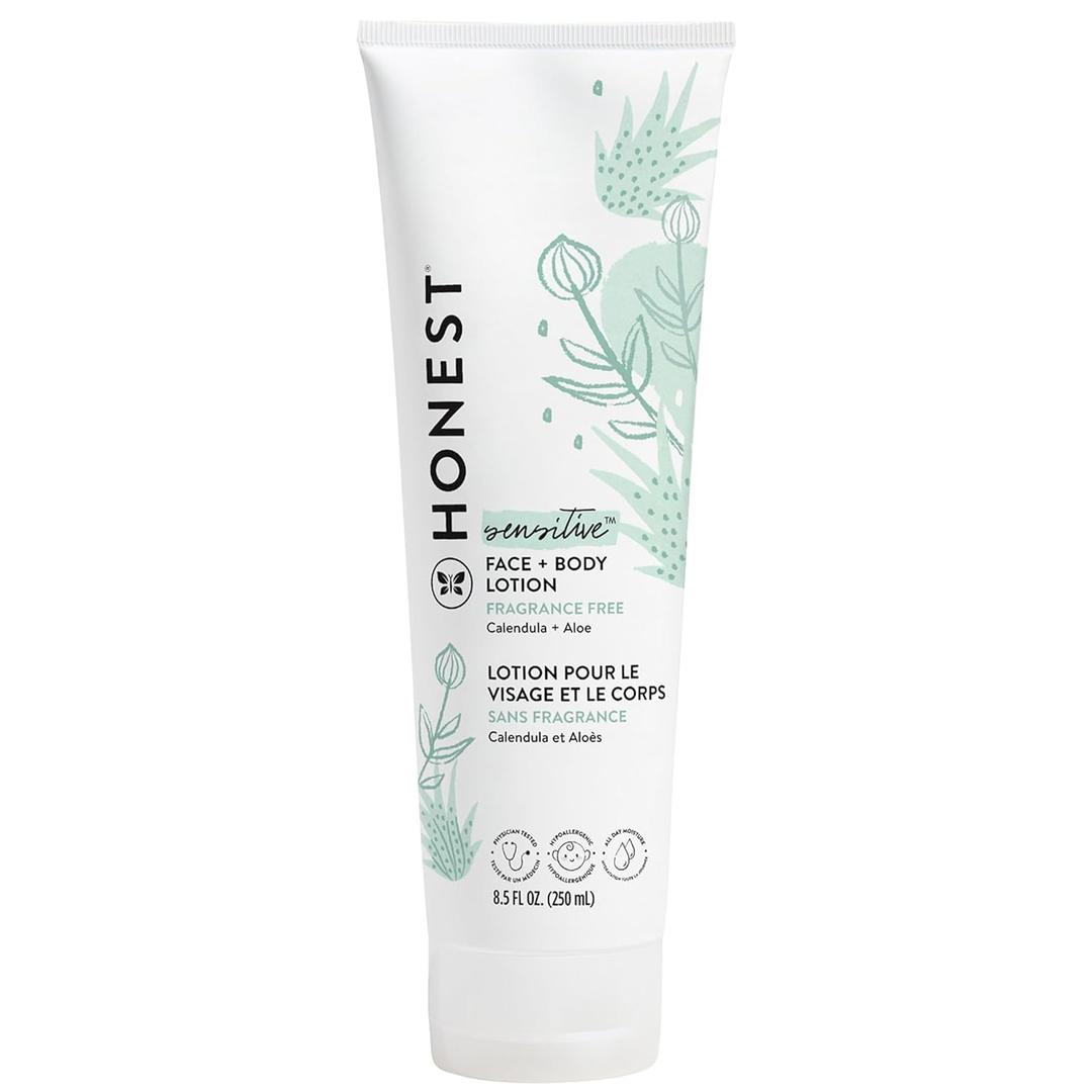 The Honest Company Hydrating Face and Body Lotion, Fast Absorbing, Naturally Derived, Hypoallergenic, Fragrance-Free, Sensitive, 8.5 fl oz