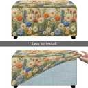 Daisy Ottoman Cover Slipcover,Waterproof Stretch Ottoman Covers,Folding Storage Stool Furniture Protector,Removable Piano Bench Cover Soft Slipcover for Living Room