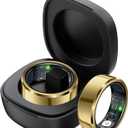 Smart Heart Rate & Blood Pressure Monitor - Sleep Tracker & Pedometer - Step Counter & Calorie Tracker - Waterproof Fitness Ring for Women & Men (US-10, Gold)