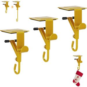 Fireplace Stocking and Garland Hanger, 2 in 1 Adjustable Heavy Duty Mantel Hangers, Garland Holder for Mantle Fits 0.5" to 7" Mantle No Drill, Christmas Garlands Clip for Holiday Decor (3pcs)