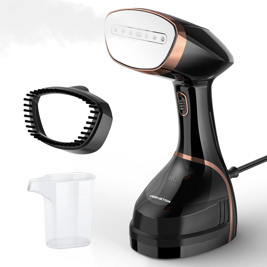 KEENSTAR Steamer for Clothes, Portable Handheld Garment Steamer, 1500W 2 in 1 Fabric Wrinkles Remover, 30-Second Fast Heat-up, 250ml Detachable Water Tank, Steam Iron for Home and Dorm (120V Only) (Black)