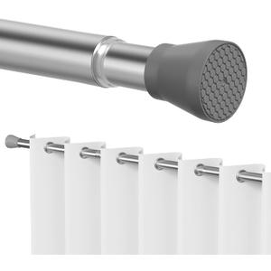 Tension curtain rod Silver Tension rods for windows 28 to 48 inch Spring Rod curtain rod (28" to 50.0"-1Pcs, Grey.)