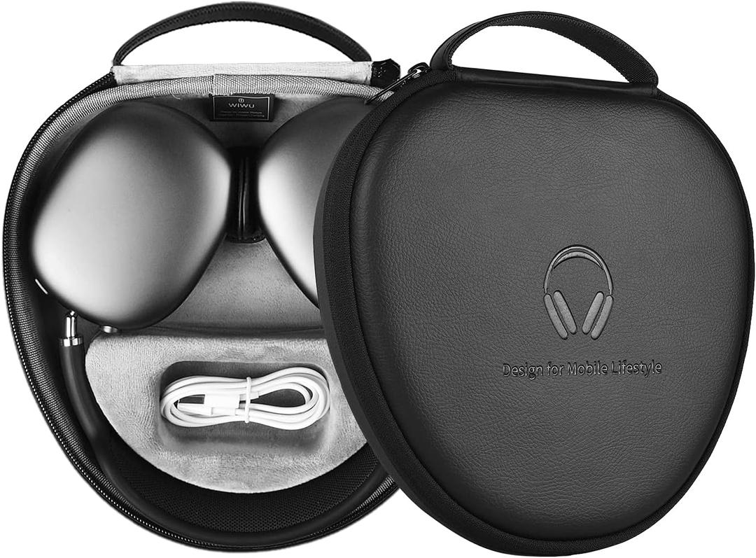 For Apple AirPods Max Case Accessory: WIWU AirPod Max Case with Sleep Mode | Airpod Max Accessories for Apple Headphones | Ultra-Slim Travel Carrying Case | Portable Storage Bag | Fits 1st & 2nd Gen (Black)