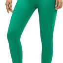 MCEDAR Compression Leggings No Front Seam for Women 25" with Pocket High Waisted Tummy Control Yoga Pants (Green, M)