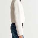 Women's Tweed Jackets Long Sleeve Crew Neck Button Down Cropped Jacket Coat with Pockets (Black, L)