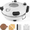 KLAIF 12" Electric Countertop Pizza Oven Indoor With Ceramic Stone, Dual Adjustable Temperature Controls, Includes 4 Pizza Tools, LMR-White