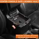 Hooke Road JL Gladiator Center Console Safe Lockbox Insert Armrest Storage for 2018-2026 Jeep Wrangler JL & Gladiator JT (Exclude Rubicon), Heavy Duty Safety Password Lock Box Vault (Black Steel)