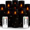 Flameless LED Candles with Timer 9 Pc Flickering Flameless Candles for Romantic Ambiance and Home Decoration Stable Acrylic Shell,with Embedded Star String,Battery Operated CandlesBlack