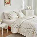 Quilt Set King Size Cream White with Black Branch Bedding Set 88x88 Soft Microfiber Lightweight Coverlet Bedspread Summer 3 Pc Bed Cover for ( 2 Shams)