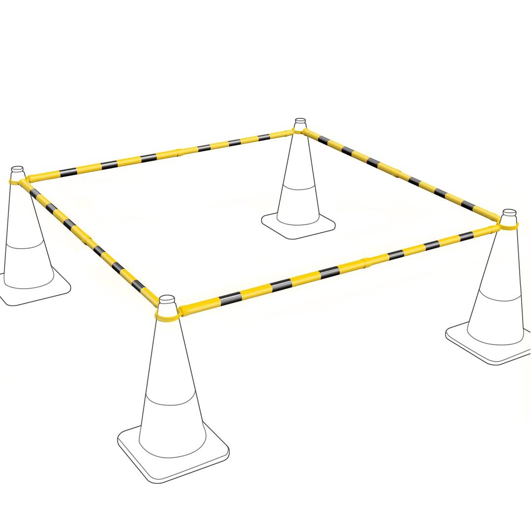 RoadHero 4 Pack 4 FT to 6.9 FT Retractable Cone Bar, Expandable Traffic Cone Bars for Parking Lots, Extendable Barricade for Road Construction, Black and Yellow, Cone Not Included