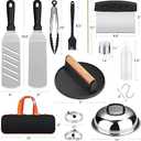 Blackstone Griddle Accessories & Burger Press, 122 PCS Griddle Grill Tools Set for Blackstone Stainless Steel Grill BBQ Spatula Utensils Set with Storage Bag