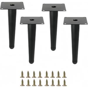 Blacke Metal Furniture Legs Heavy Duty Straight Furniture Feet DIY Modern Replacement Legs for Cabinet Sofa Couch Chair-Set of 4 (Blacke, 8")