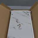 Yusong C Shaped End Table, Couch Side Table That Slide Under Sofa Bed, Small Table for Small Spaces, Skinny Overbed Table for Coffee Drink Snack, Living Room, Gold and White Marbled Wooden Top (Length 18.2)