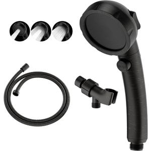 High Pressure Oil-Rubbed Bronze Handheld Shower Head with ON/OFF Switch, 3 Spray Modes, Adjustable Angle Bracket, and Hose