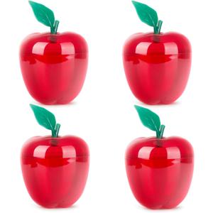 Plastic Apple Container Jars 5.9-Inch Apple Shape Cookie Jars, Festival Cookie Container Set for Christmas Decoration, Lovely Candy Cookie Jar (4 in Red)