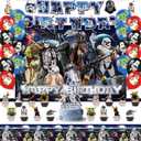 52 Pcs star Party Supplies Kit, Space-Themed Decorations with Banner, Balloons, Backdrop, Cake Toppers, Tablecloth for Kids Birthday Party