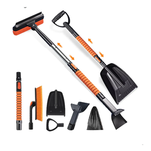 Tlingsd 42'' Ice Scraper and Extendable Snow Brush for Car Windshield with with Foam Grip and 360° Pivoting Brush Head Snow Scraper,Snow Pushing Plate, Pivoting Snow Broom