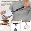 Phone Lanyard, Adjustable Anti Theft Phone Strap Crossbody Wrist Strap with RFID-Blocking Wallet & 2pcs 360 Phone Tabs Compatible for All Phones, Skin-Friendly, Premium Metal Buckles, Black