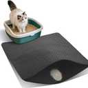 Cat Litter Mat for Indoor Cats Eva Double-Layer Litter Box Mat Washable for Easy Cleaning Cat Rug Collects Litter and Prevents Liquid Leakage (Black, 23.615.7inch)