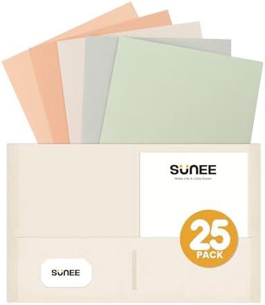 SUNEE Folders with Pockets (24Pack, Pastel Colors), 2 Pocket Folders Fit Letter Size Paper, Paper File Folder for School Office Home Business