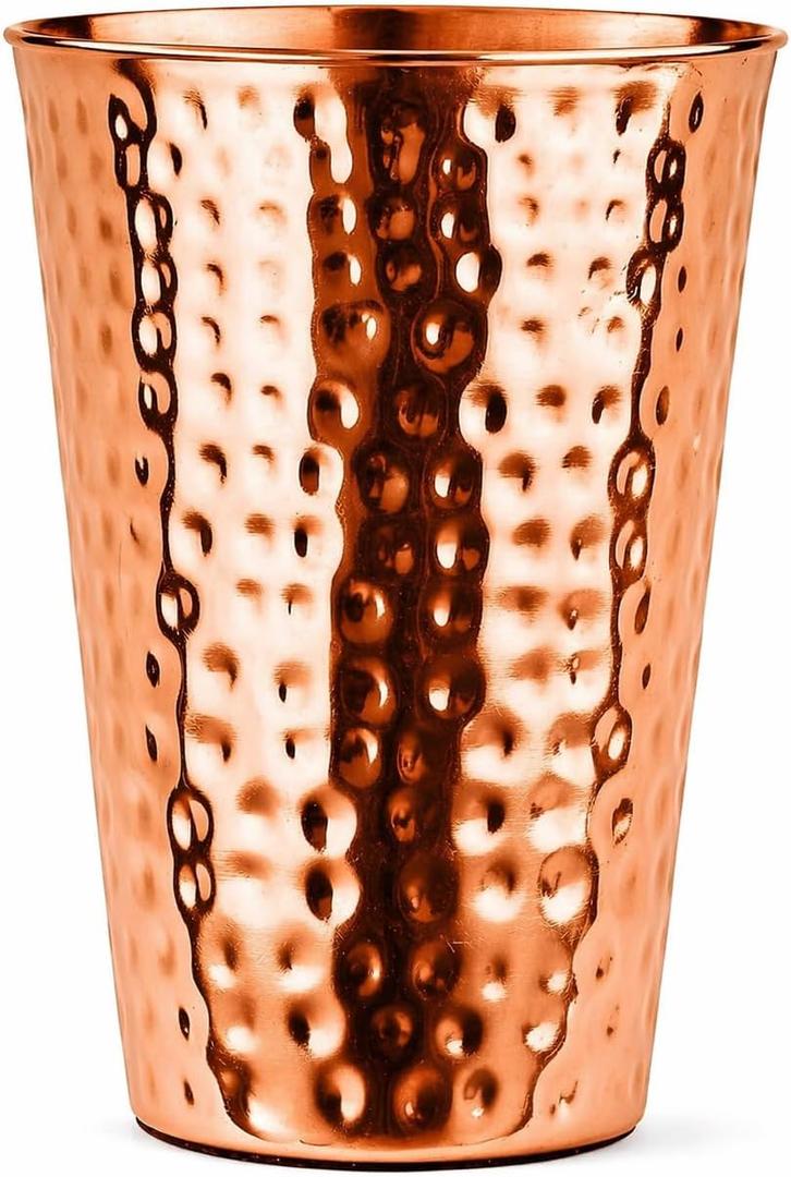 100% Pure Copper Tumblers |BPA Free| No coating| Lacquer Free| Handcrafted Hammered Ayurvedic Glasses | 18 OZ Water Cups for Health, Detox & Hydration | Luxury
